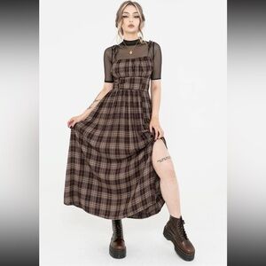 NWT Disturbia Adra Check Cami Tie Strap Midi Dress Size US 14